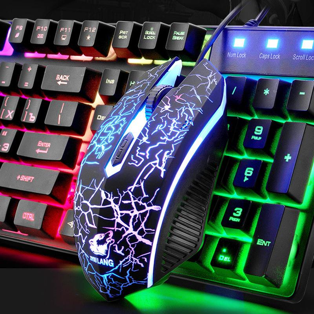 Игровая проводная клавиатура и мышь Ziyou Lang T5Kit с RGB (радужной) подсветкой, комплект 3в1 для геймеров USB - изображение 2