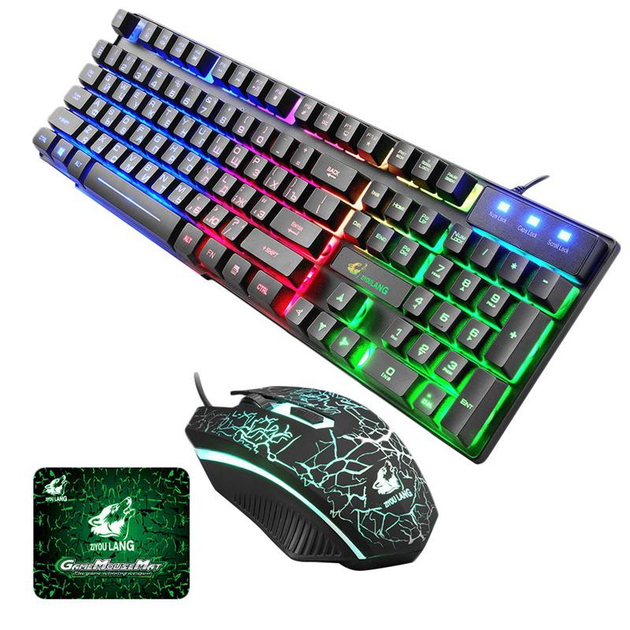 Игровая проводная клавиатура и мышь Ziyou Lang T5Kit с RGB (радужной) подсветкой, комплект 3в1 для геймеров USB - изображение 8