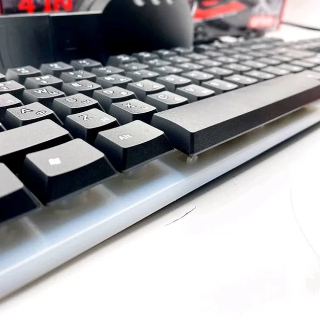 Игровой комплект клавиатура и мышь наушники коврик 4в1 Linmoni GF-500Kit с RGB подсветкой для геймеров - изображение 4