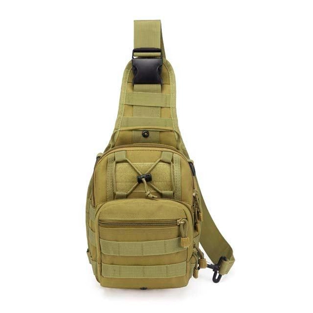 Универсальная тактическая сумка рюкзак через плечо, мужская городская повседневная H&S Tactic Bag 600D. Койот - изображение 2