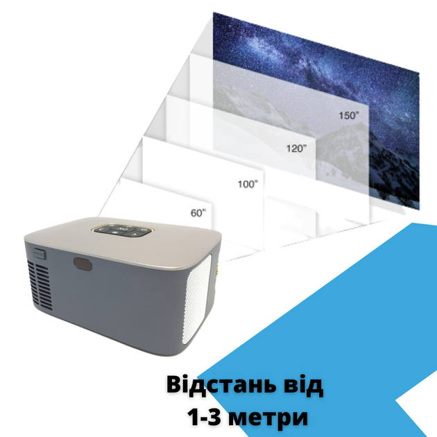 Проектор с аккумулятором XPRO PANOPLUS CAMP для детей и взрослых с WiFI подключением к iOS и Android и функцией Screen Mirroring и трансляцией с телефона+ Наушники в комплекте! - изображение 2