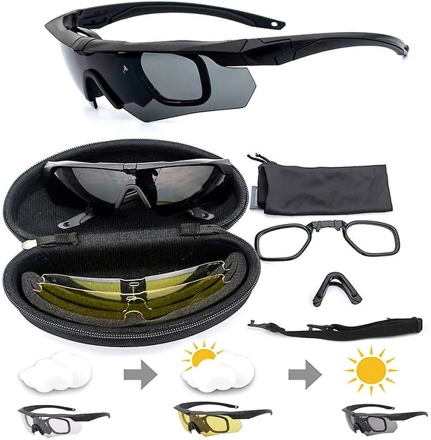 Тактические очки Crossbow со сменными линзами Black - изображение 2