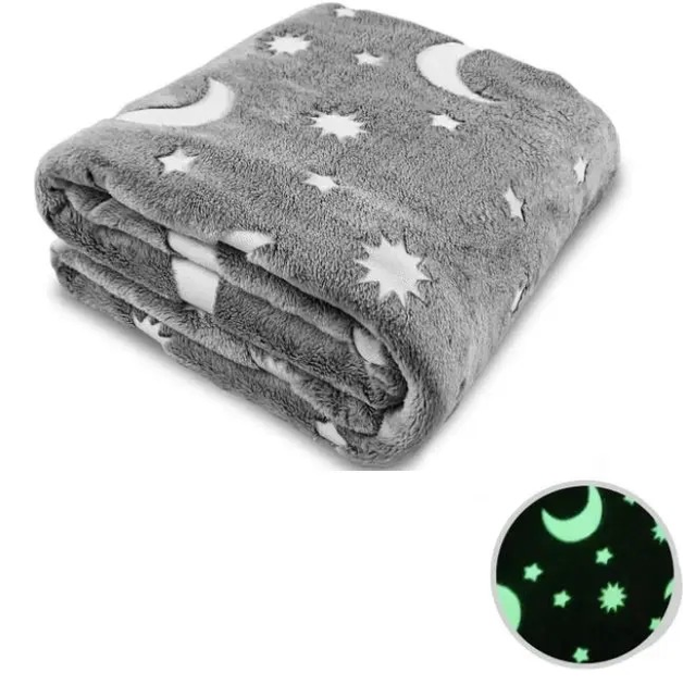 Плед светящийся в темноте Magic Blanket 120х150см. Серый. Плед плюшевое ...