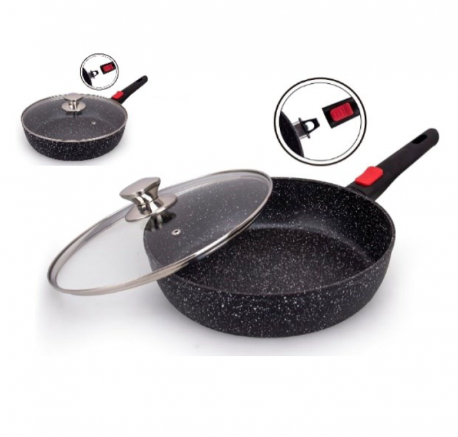 Сковорода Глубокая Edenberg со съемной ручкой и крышкой 26 см EB-14142 ...