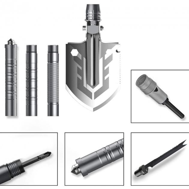 Саперна туристична багатофункціональна тактична лопата для виживання 16 в 1 - зображення 2