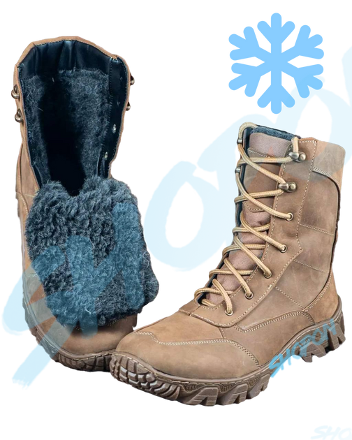 Берці зимові черевики тактичні чоловічі, туфлі тактичні чоловічі берці зимові, натуральна шкіра, розмір 40, Bounce ar. BL-HK-1040, колір хакі - зображення 1