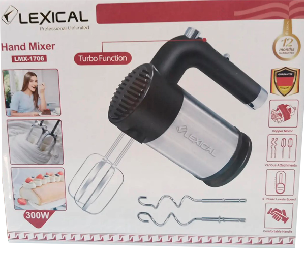 Миксер ручной на 5 скоростей Lexical LMX-1706 серебристо-черный 300W (LMX-1706_374) - изображение 3