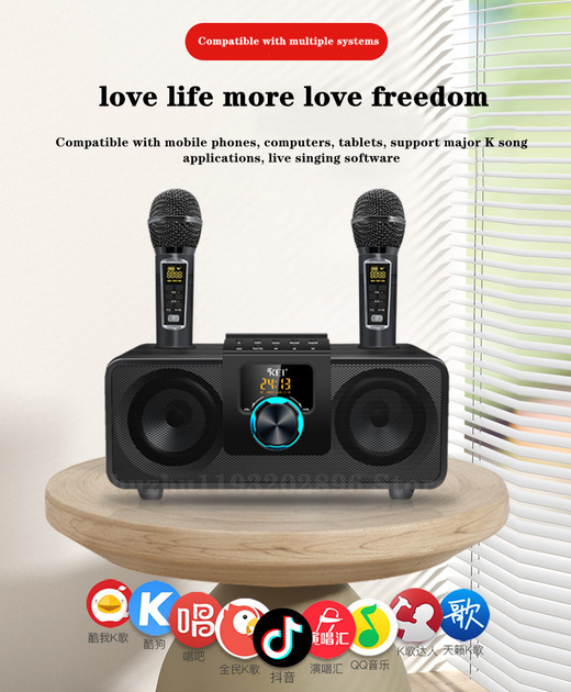 Портативна Караоке Система з двома мікрофонами SDRD K08 Bluetooth стерео 30 Ватт - зображення 6
