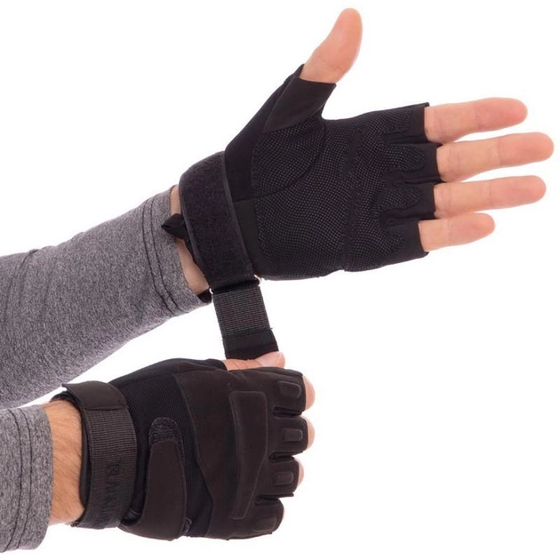 Тактичні рукавички з відкритими пальцями BLACKHAWK BC-4380 розмір L чорний - зображення 1
