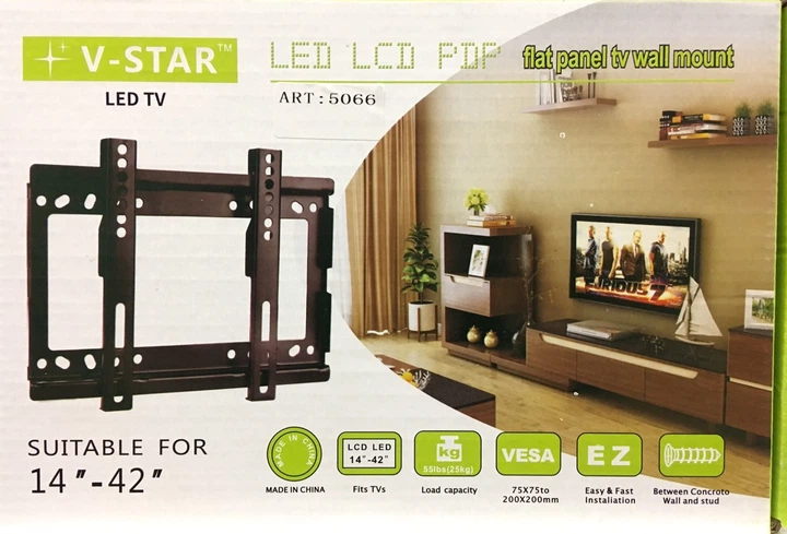 Кріплення для телевізора настінне V-STAR Flat TV panel wall mount 14"-42" до 25 кг - зображення 2