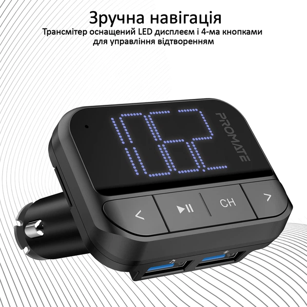 FM-трансмиттер Promate ezFM-2 AUX/SD/USB Black - изображение 6