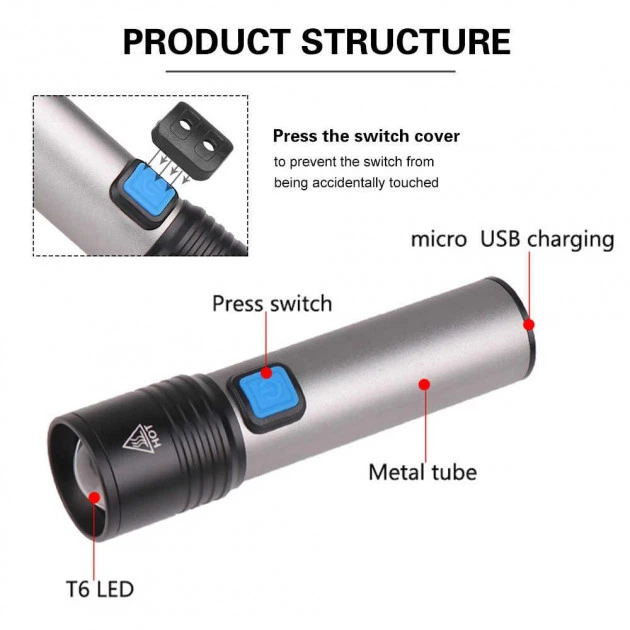 Фонарик аккумуляторный BL K31 USB - Фото 2 Фонарик аккумуляторный BL K31 USB - изображение 2