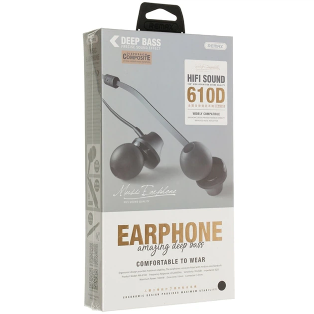 Проводные Вакуумные наушники Remax RM-610 D Чёрные купить в
