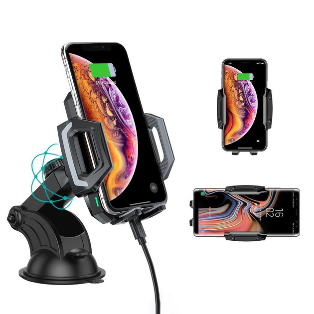 Автомобільний бездротовий зарядний пристрій Choetech T521-F 15W Fast Wireless Car Charger - зображення 2