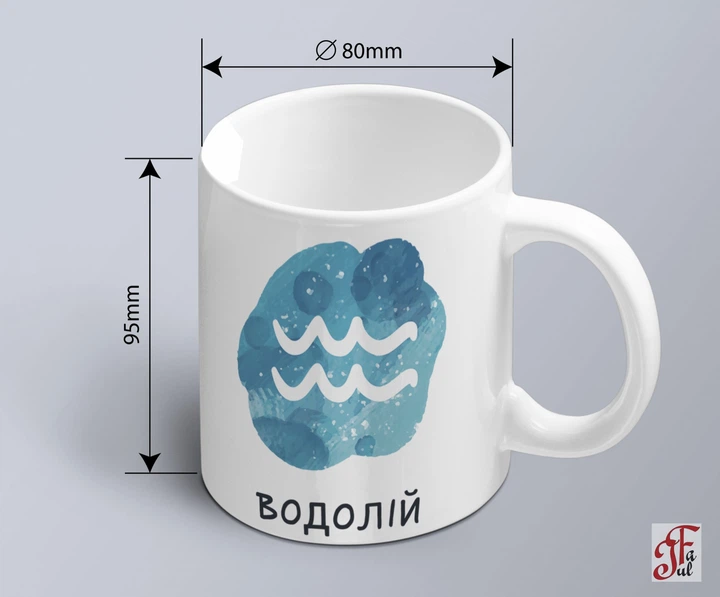 Чашка з принтом знак зодіаку Водолій з характеристикою (02010104059) - Фото 3 Чашка з принтом знак зодіаку Водолій з характеристикою (02010104059) - зображення 3