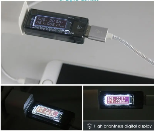 USB тестер 5В 3A QC2.0/QC3.0 Black - Фото 4 USB тестер 5В 3A QC2.0/QC3.0 Black - зображення 4