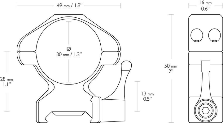 Быстросъемные кольца Hawke Precision Steel (30 мм) High на Weaver/Picatinny - изображение 2