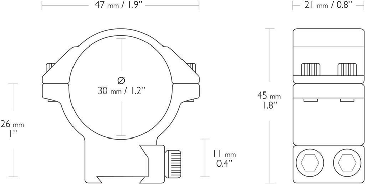 Кольца Hawke Match Mount (30 мм) Medium на Ласточкин хвост - изображение 2