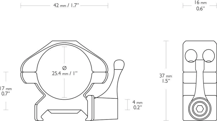 Швидкознімні кільця Hawke Precision Steel (25.4 мм) Low на Weaver/Picatinny - зображення 2