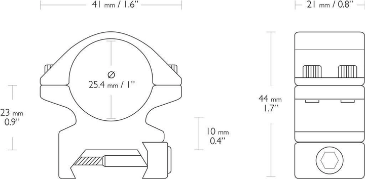 Кольца Hawke Match Mount (25.4 мм) Medium на Weaver/Picatinny - изображение 2