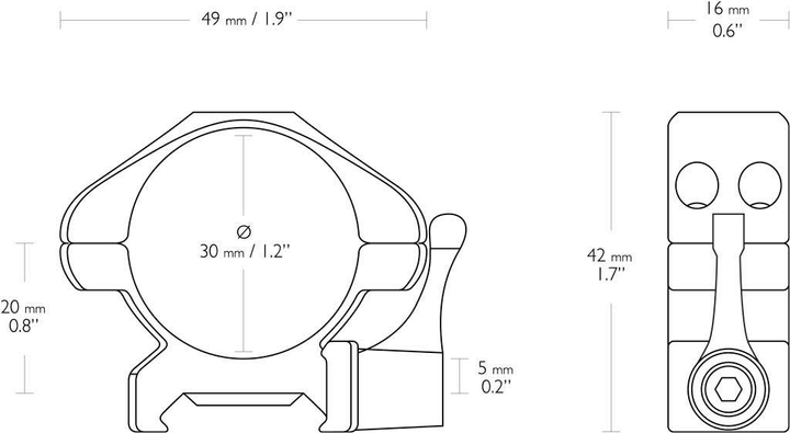 Быстросъемные кольца Hawke Precision Steel (30 мм) Low на Weaver/Picatinny - изображение 2