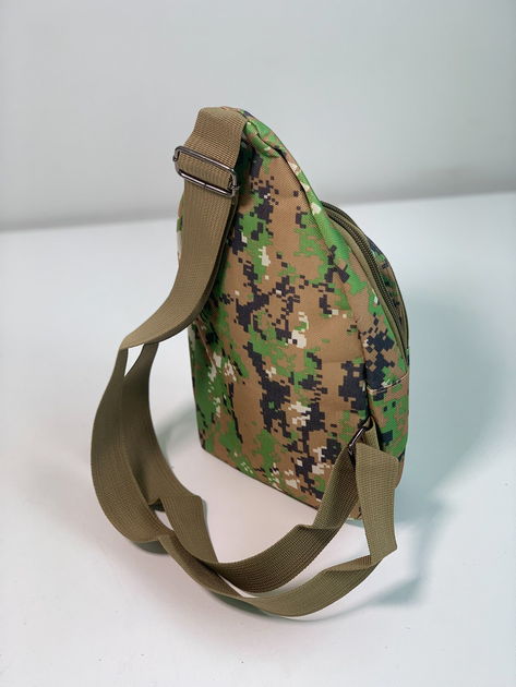 Рюкзак однолямочный - военная сумка через плечо LeRoy Tactical цвет - темный пиксель (+USB) - изображение 2