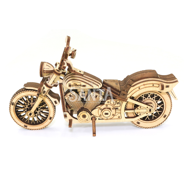 Деревянный 3D конструктор Мотоцикл DragStar UnityWood 129 деталей
