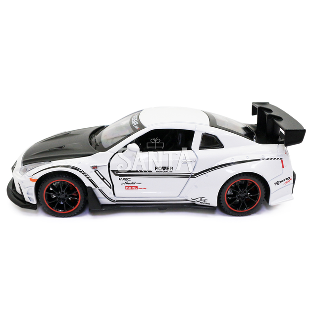 Игрушечная машинка металлическая Nissan GT-R «АвтоЕксперт» Ниссан ГТ-Р белый звук свет 15*4*7 см (700701) - изображение 3
