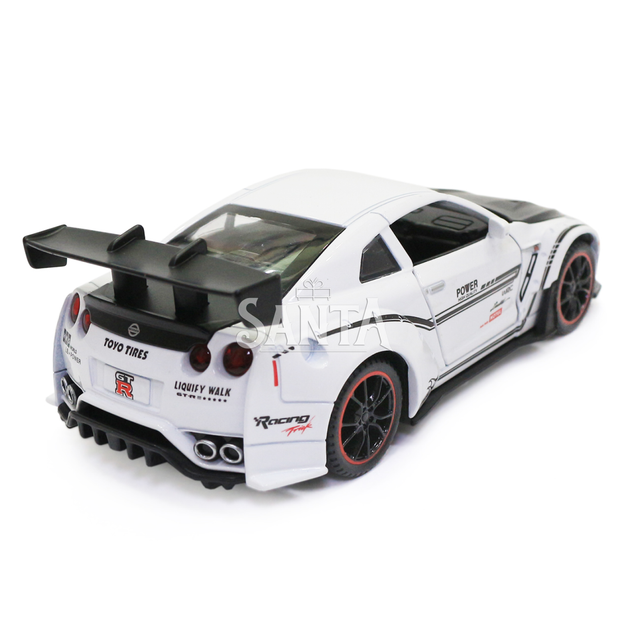 Игрушечная машинка металлическая Nissan GT-R «АвтоЕксперт» Ниссан ГТ-Р белый звук свет 15*4*7 см (700701) - изображение 4