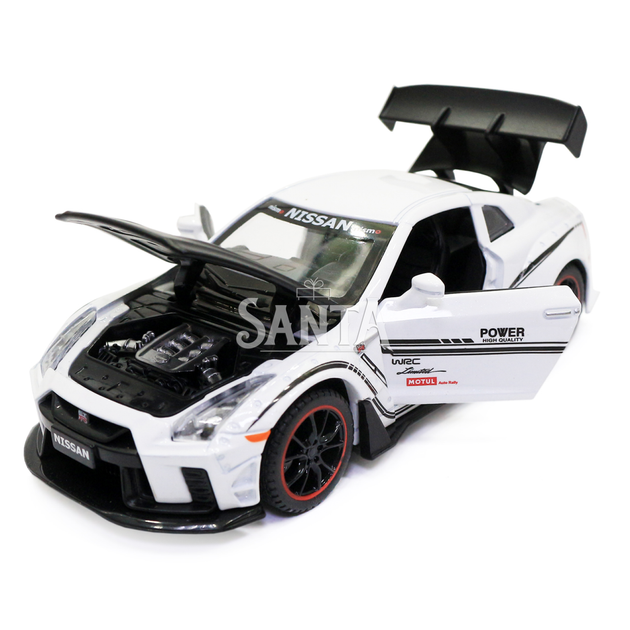 Игрушечная машинка металлическая Nissan GT-R «АвтоЕксперт» Ниссан ГТ-Р белый звук свет 15*4*7 см (700701) - изображение 6