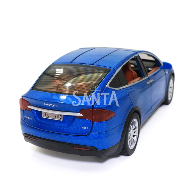 Іграшкова металева машинка Tesla Model 5 «Автопром» Тесла світло звук синій 21*7*8 см (7574B) - зображення 4