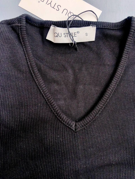 Женский боди в рубчик Qu Style S черный с имитацией бюстье - Фото 4 Женский боди в рубчик Qu Style S черный с имитацией бюстье - изображение 4