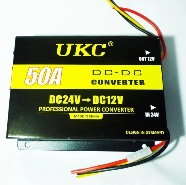 Понижающий преобразователь напряжения UKC 50A-600W 24v-12v автомобильный инвертор DC/DC из 24В в 12В Черный с Желтым - изображение 3