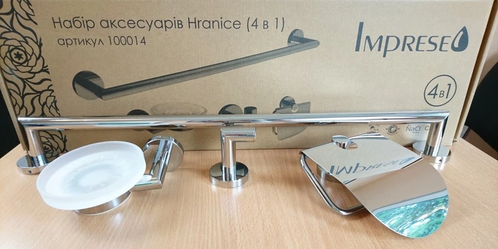 Комплект аксессуаров для ванной IMPRESE HRANICE 100014 округлый металлический хром - изображение 7