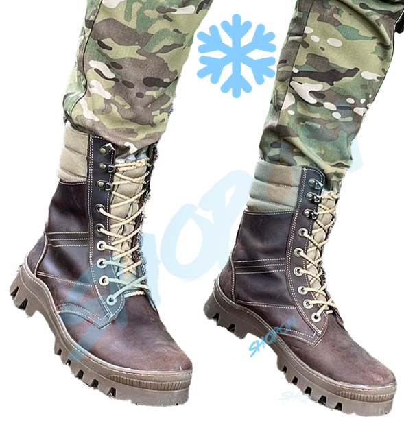 Берці зимові черевики тактичні чоловічі, туфлі тактичні чоловічі берці зимові, натуральна шкіра, розмір 40, Bounce ar. BЕ-ВА-1040, колір коричневий - зображення 2