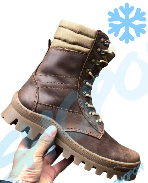 Берцы зимние ботинки тактические мужские, черевики тактичні чоловічі берці зимові, натуральна шкіра, размер 46, Bounce ar. BЕ-ВА-1046, цвет коричневий - изображение 1