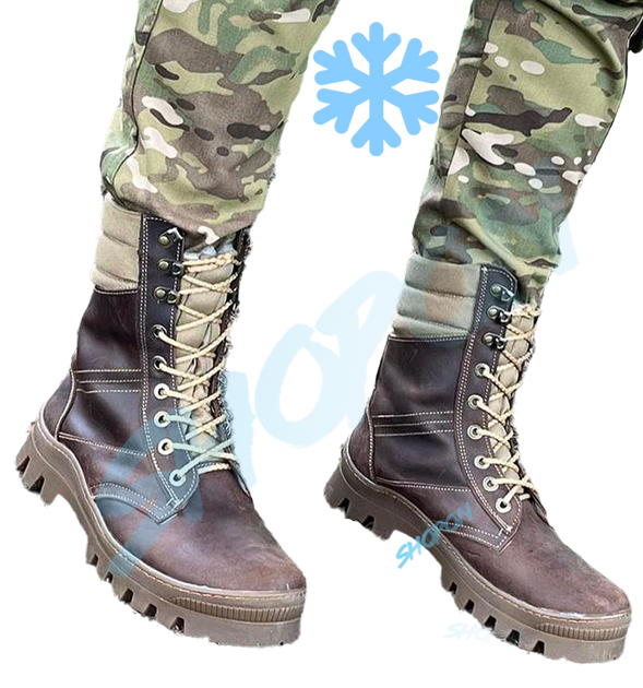 Берцы зимние ботинки тактические мужские, черевики тактичні чоловічі берці зимові, натуральна шкіра, размер 44, Bounce ar. BЕ-ВА-1044, цвет коричневий - изображение 2
