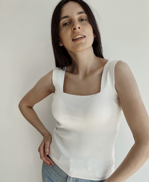 Трикотажная майка в рубчик QU STYLE One size белая от продавца: tatti ...