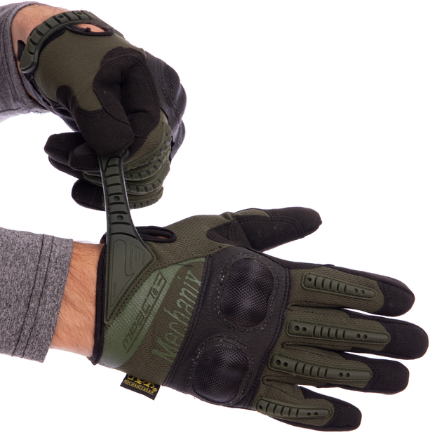 Тактические перчатки с усиленым протектором , военные перчатки, перчатки многоцелевые Размер M Оливковые BC-4923 - зображення 1