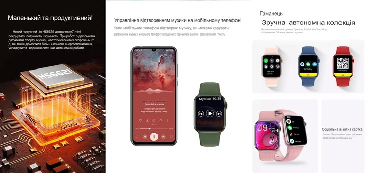 Смарт-часы Smart Watch M7 mini 41mm Красный (M7-120-Red) - изображение 8
