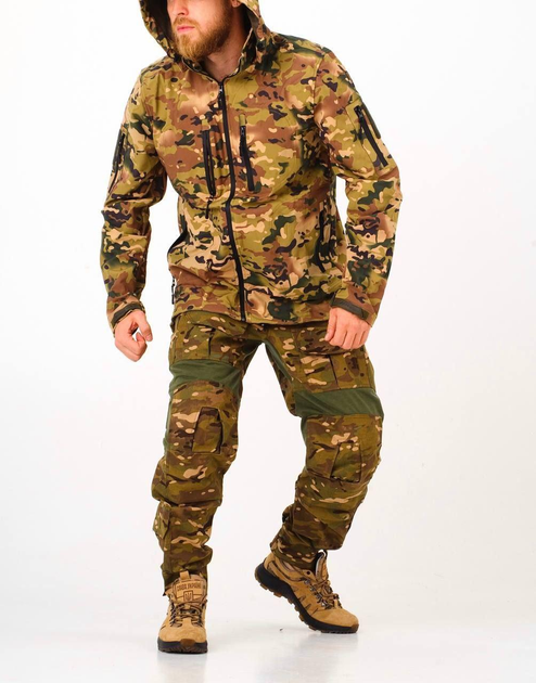 Військова тактична куртка SoftShell SQUAD ЗСУ Камуфляж мультикам 46 розмір - зображення 1