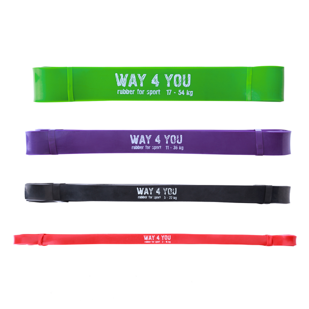 Резиновые петли для тренировок Way4you - Набор из 4-х петель (красная, черная, фиолетовая, зеленая) (w40130) - Фото 3 Резиновые петли для тренировок Way4you - Набор из 4-х петель (красная, черная, фиолетовая, зеленая) (w40130) - изображение 3