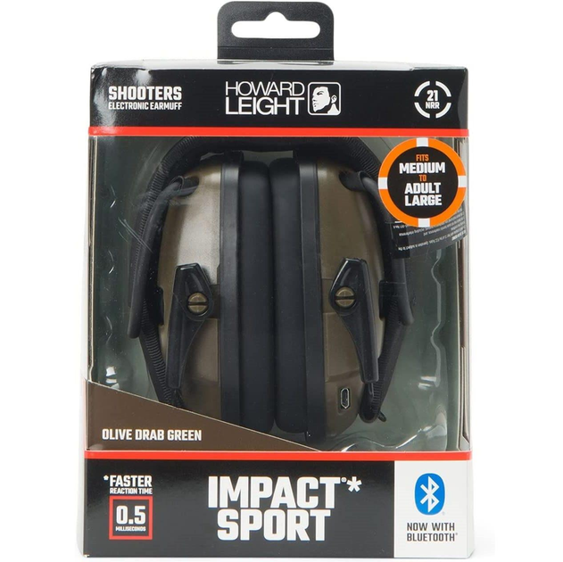 Активные Наушники для стрельбы Howard Leight Impact Sport Bluetooth Green ‎R-02548 (встроенный аккумулятор) (12780) - изображение 2