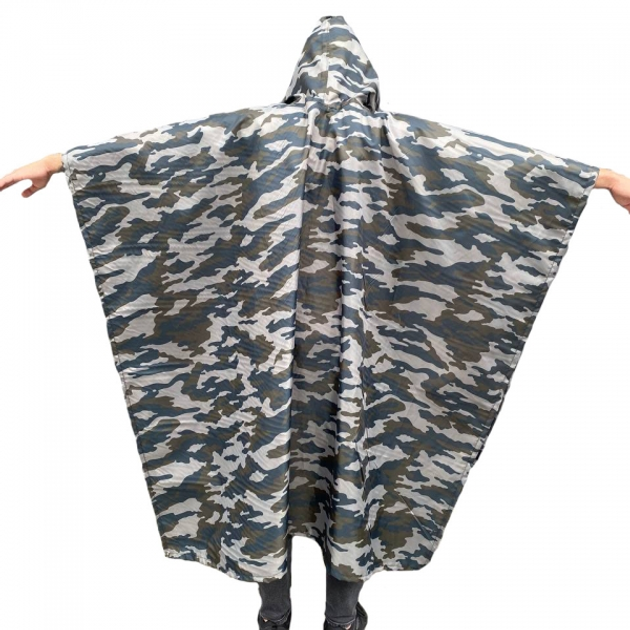 Плащ-палатка дождевик пончо с люверсами (тактический лесной камуфляж для военных) - изображение 2