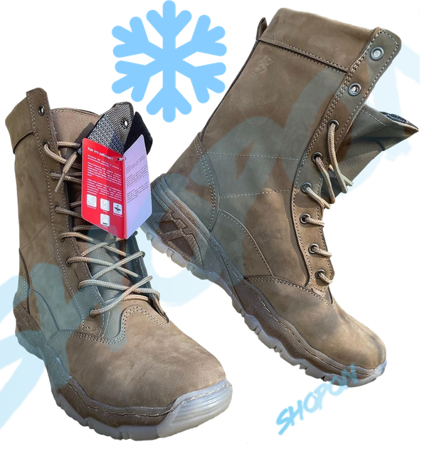 Берці зимові черевики тактичні чоловічі, туфлі тактичні чоловічі берці зимові, натуральна шкіра, розмір 42, Bounce ar. MO-TW-1242, колір койот - зображення 1