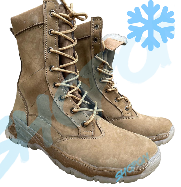 Берці зимові черевики тактичні чоловічі, туфлі тактичні чоловічі берці зимові, натуральна шкіра, розмір 40, Bounce ar. MO-TH-1440, колір койот - зображення 1