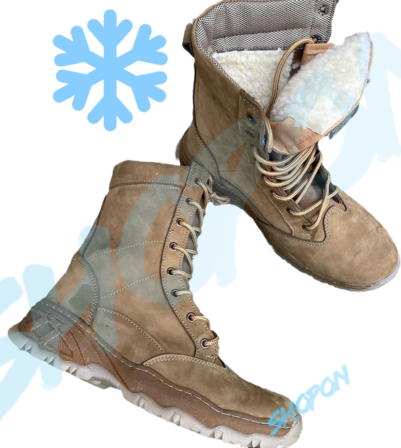 Берцы зимние ботинки тактические мужские, черевики тактичні чоловічі берці зимові, натуральна шкіра, размер 44, Bounce ar. MO-TH-1444, цвет койот - изображение 2
