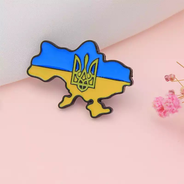 Значок патриотический карта Украины сине - желтый пин металлический ...