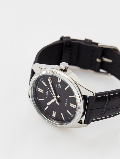 Солидные Мужские часы Casio MTP-1302PL-1AVEF Серебро с черным