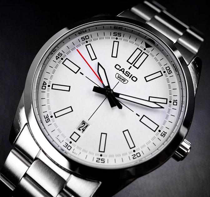 Мужские наручные часы Casio MTP-VD02D-7E Серебро стильные - изображение 3